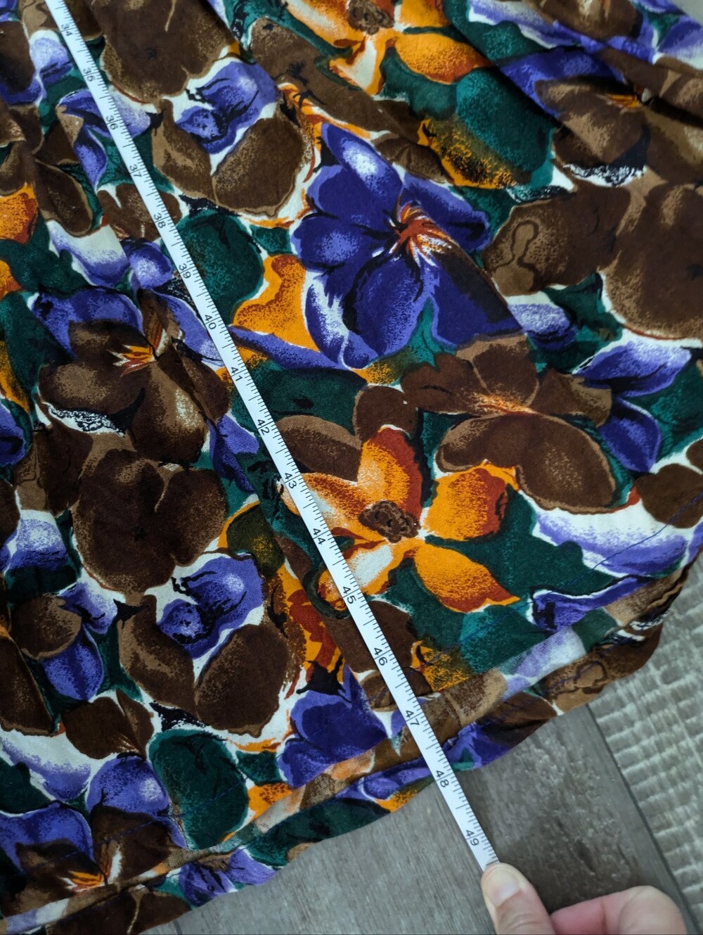 Vintage 70s Floral Fit & Flare Dress Statement Peter Pan Collar Retro Midi - Picture 7 of 9